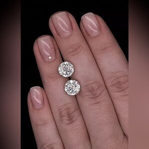 4 Ct Round Cut VVS1/D White Sapphire Stud Earrings 14k White Gold 8mm Push Back